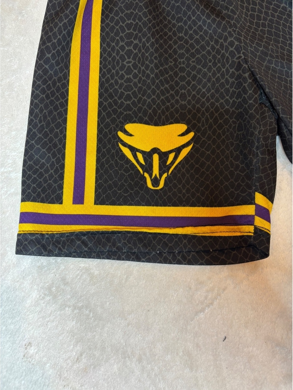 Youth Basketball Shorts Black Purple Gold #8 Snake Logo Athletic 9” Waist - Picture 4 of 6